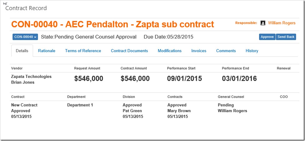 Record View - Subcontract - details