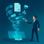 GovCon contract executive collaborating with AI-powered tools for compliance and efficiency.